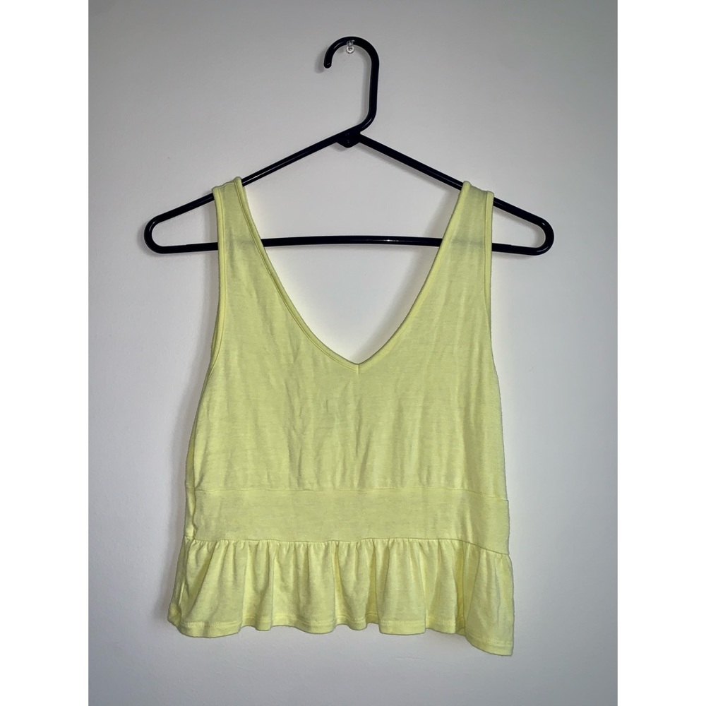 Yellow Low Cut Flowy Crop Top